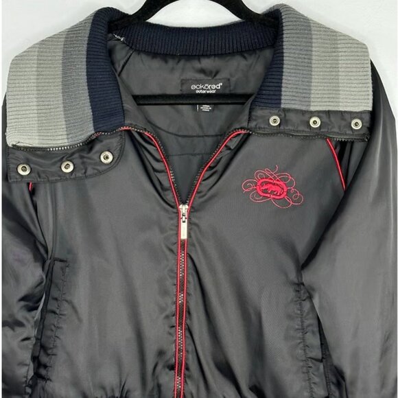 Women's Y2K  Black Vintage Ecko Red Bomber Jacket  Size Large - Picture 4 of 10